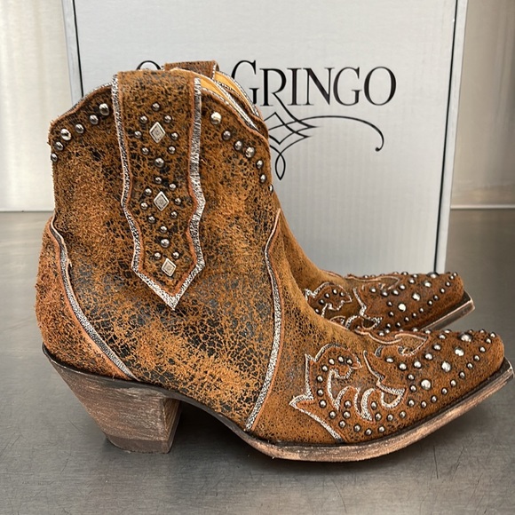 Old Gringo Shoes - Old Gringo “Ilona short boots” in studded rust leather. New in box.